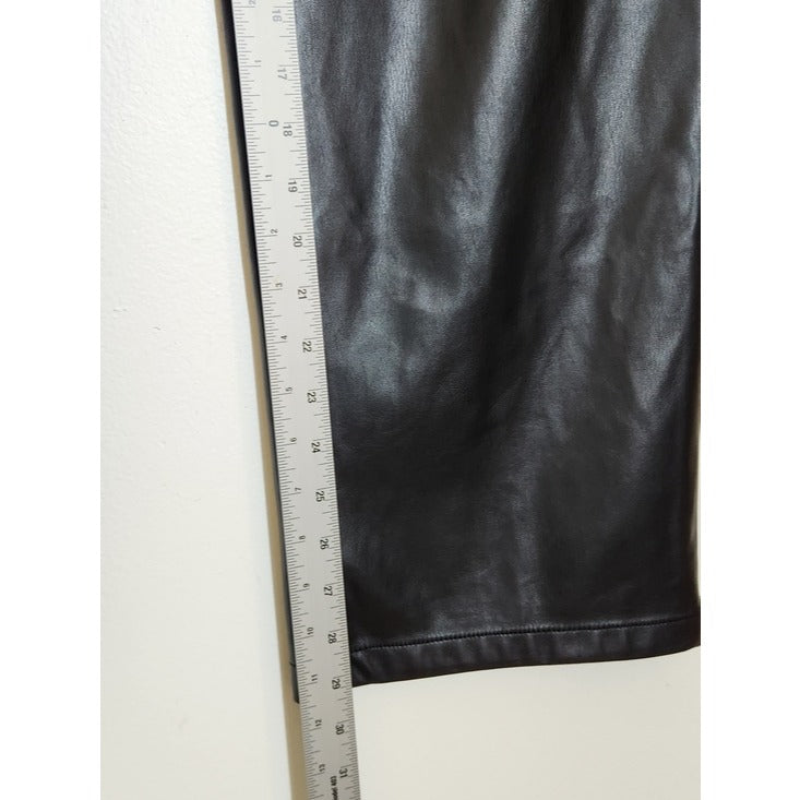 Gap Womens Black Faux Leather Wide Leg Pull-On Pants Size Small