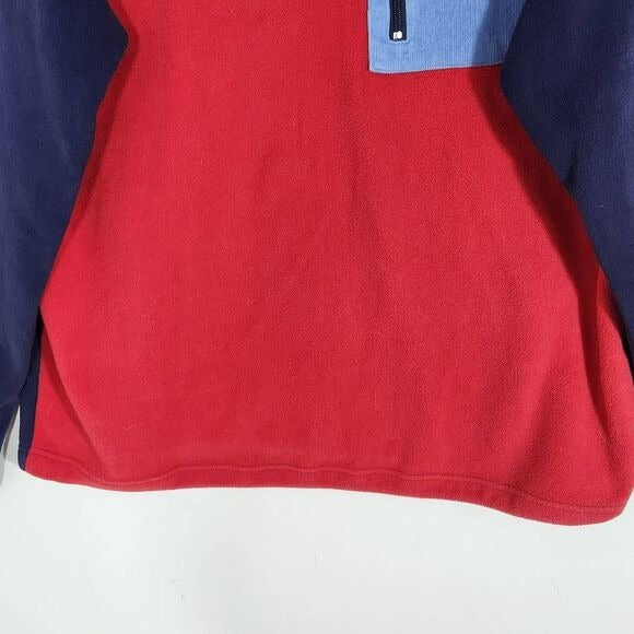 Castaway Red and Blue Fleece Quarter-Zip Pullover Size XL Preppy Fleece Pullover