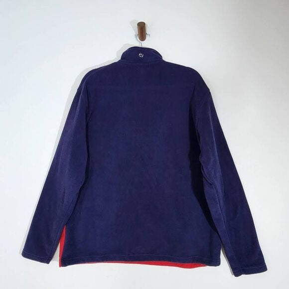 Castaway Red and Blue Fleece Quarter-Zip Pullover Size XL Preppy Fleece Pullover
