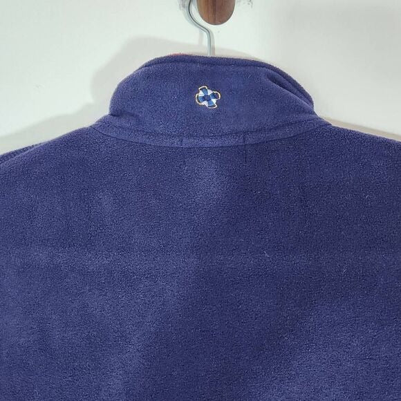 Castaway Red and Blue Fleece Quarter-Zip Pullover Size XL Preppy Fleece Pullover