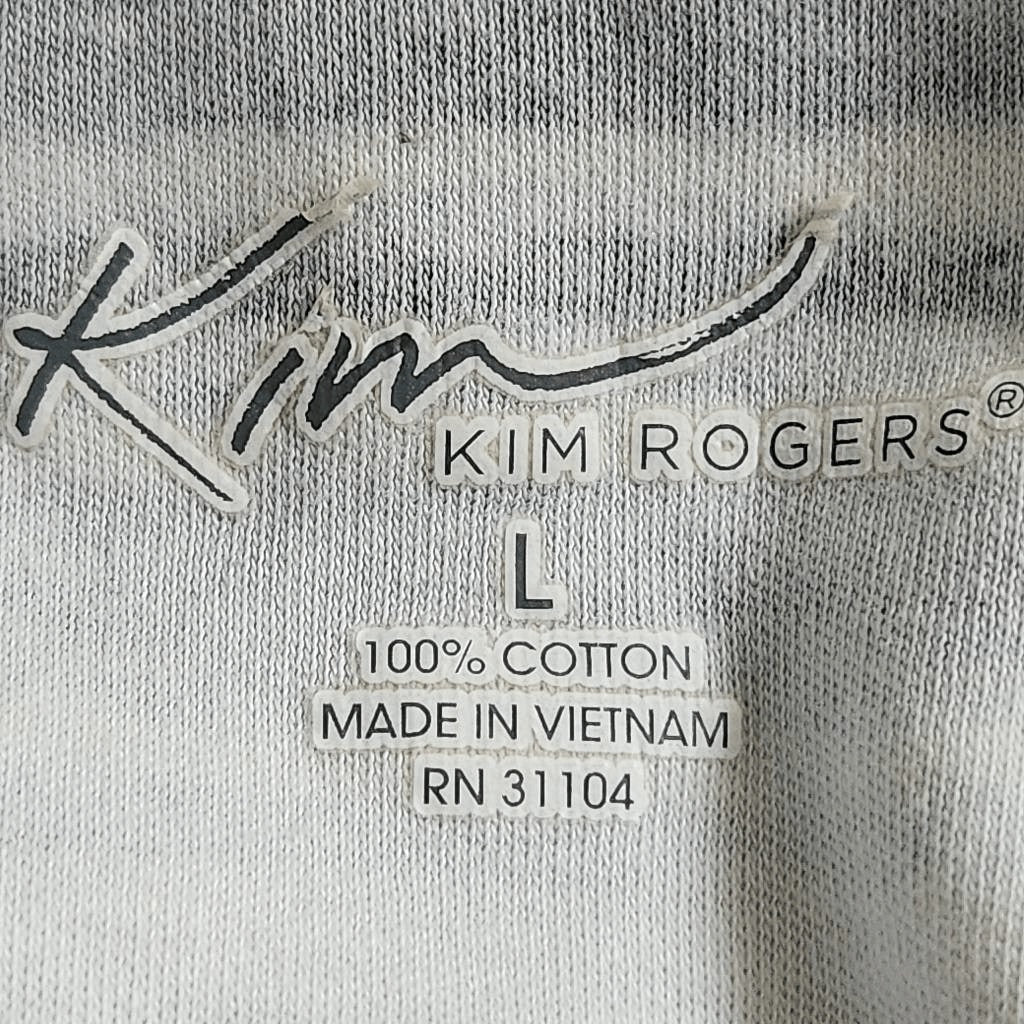 Kim Rogers Stripe Boatneck Tee Size Large Preppy Red and Blue Stripe Top