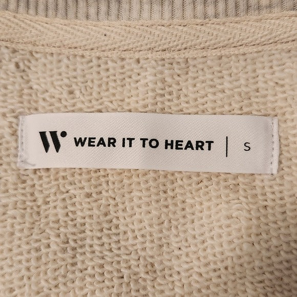 Wear It To Heart Oatmeal Chelsea Sleeveless Sweatshirt Size Small NWT
