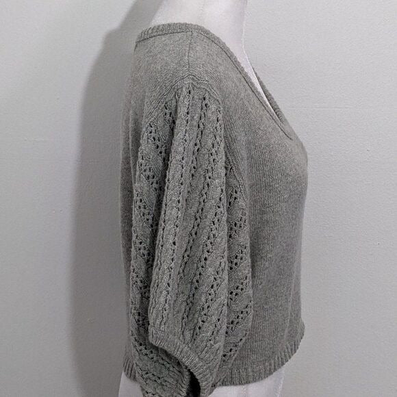 Kaisely Gray Cropped Sweater with Puffy Sleeves Size Medium Gray Sweater