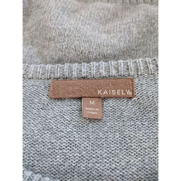 Kaisely Gray Cropped Sweater with Puffy Sleeves Size Medium Gray Sweater