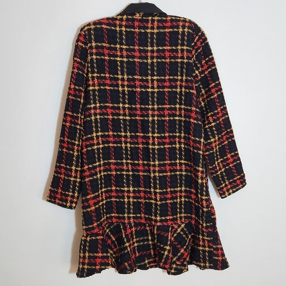ASOS Black Multi-Color Plaid Bouclé Mini Dress Size 10