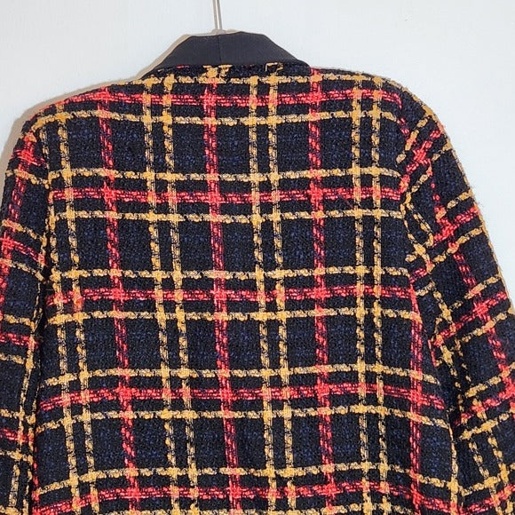 ASOS Black Multi-Color Plaid Bouclé Mini Dress Size 10