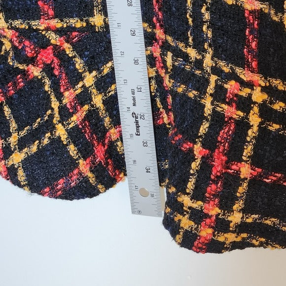 ASOS Black Multi-Color Plaid Bouclé Mini Dress Size 10