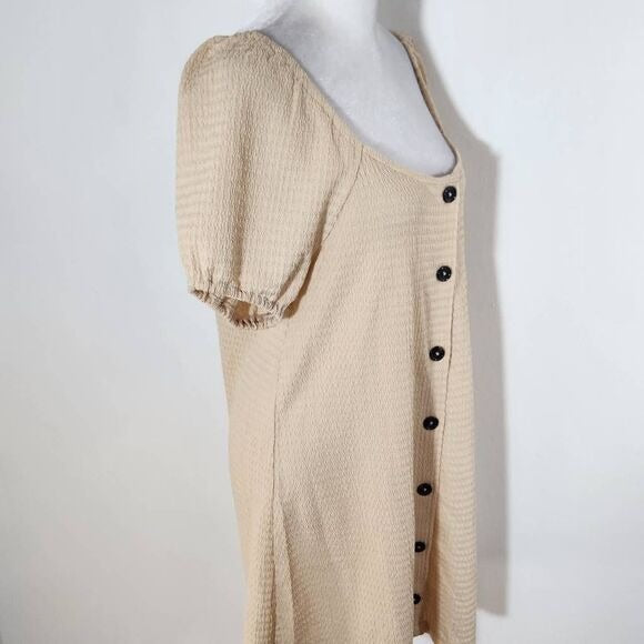 Sanctuary Cream Puffy Sleeve Mini Dress NWT Size Medium Cream Button-Up Dress