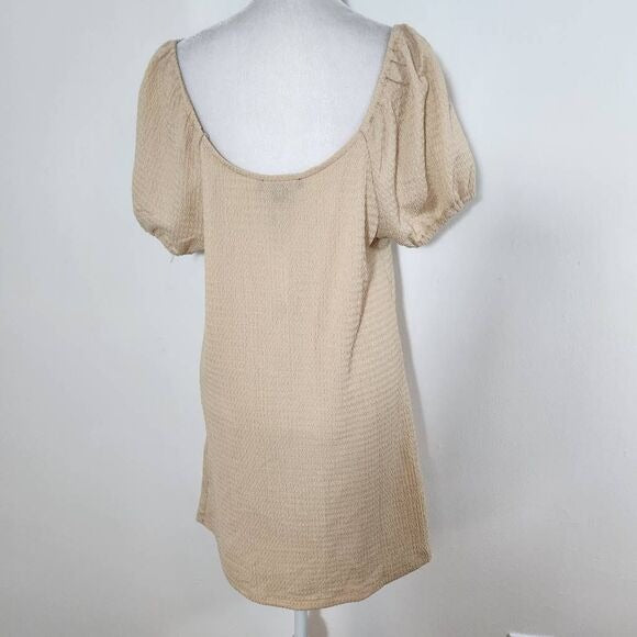 Sanctuary Cream Puffy Sleeve Mini Dress NWT Size Medium Cream Button-Up Dress