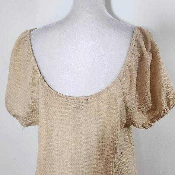 Sanctuary Cream Puffy Sleeve Mini Dress NWT Size Medium Cream Button-Up Dress