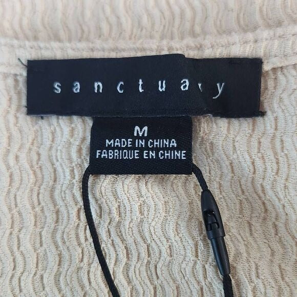 Sanctuary Cream Puffy Sleeve Mini Dress NWT Size Medium Cream Button-Up Dress
