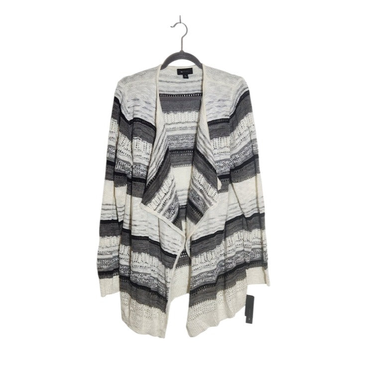 AB Studio White and Gray Striped Draped Knit Cardigan Size XL NWT