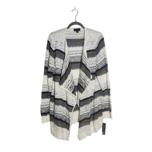 AB Studio White and Gray Striped Draped Knit Cardigan Size XL NWT