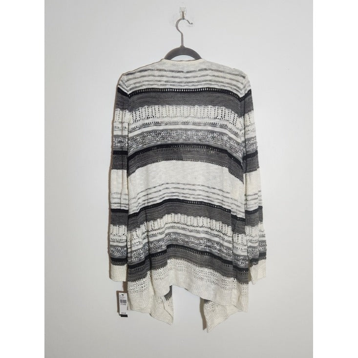 AB Studio White and Gray Striped Draped Knit Cardigan Size XL NWT