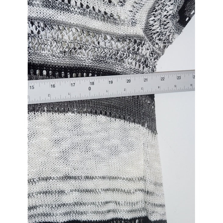 AB Studio White and Gray Striped Draped Knit Cardigan Size XL NWT