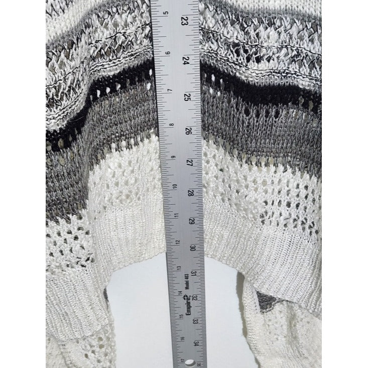 AB Studio White and Gray Striped Draped Knit Cardigan Size XL NWT