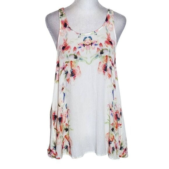 Free People Intimately Floral Tank Top Size Medium Cross Back Boho Tank Top