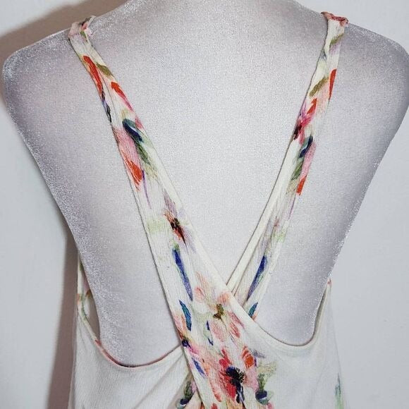 Free People Intimately Floral Tank Top Size Medium Cross Back Boho Tank Top