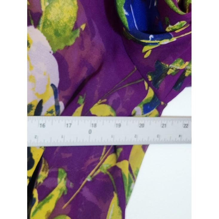 Ashley Stewart Purple Floral High Low Sheer Tunic Size 14/16