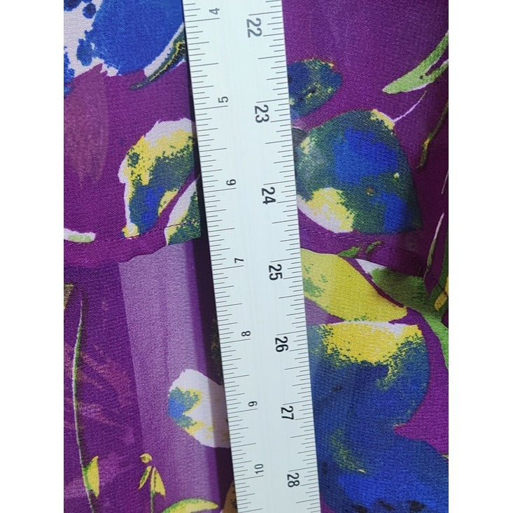 Ashley Stewart Purple Floral High Low Sheer Tunic Size 14/16
