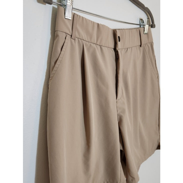 Baleaf Womens Khaki Athleisure Pleated Shorts Size Medium