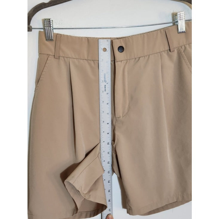 Baleaf Womens Khaki Athleisure Pleated Shorts Size Medium