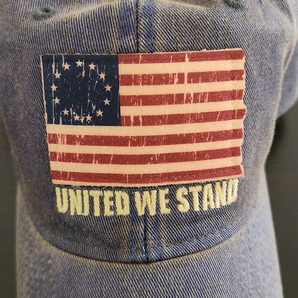 Legacy Blue Denim Cap with American Flag Patch NWT United We Stand Hat