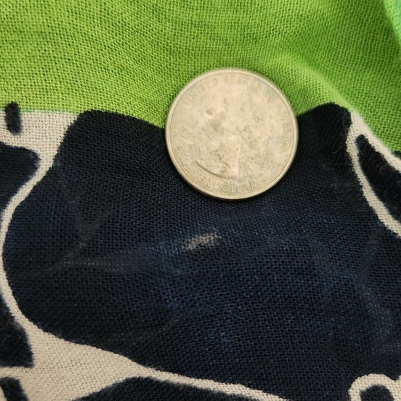 Banana Republic Navy and Green Floral Print Scarf Size 42 X 42