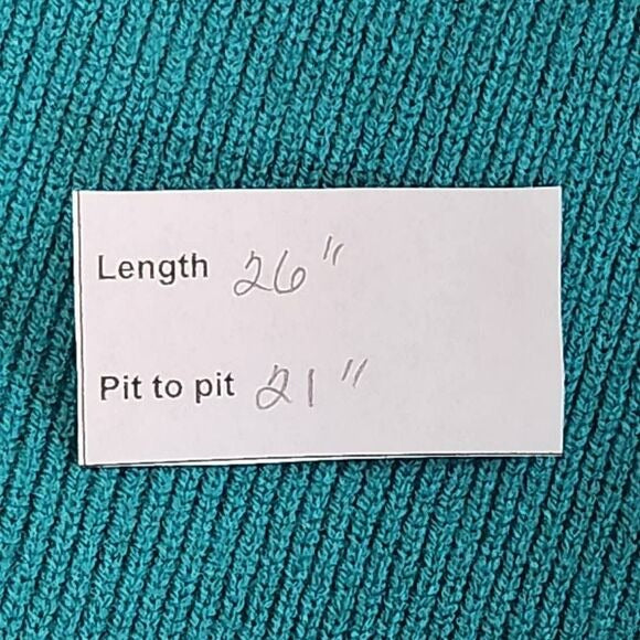 Zesica Turquoise Blue Sweater with Full Sleeves and Mock Neckline Size Large New