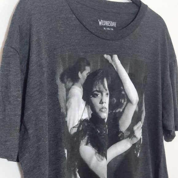 Wednesday Graphic T-Shirt in Dark Gray Size XL Gray Wednesday Addams Tee