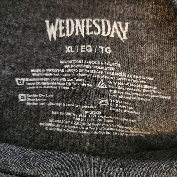 Wednesday Graphic T-Shirt in Dark Gray Size XL Gray Wednesday Addams Tee