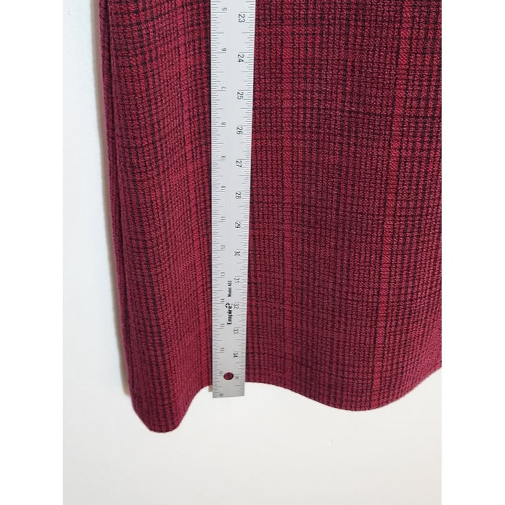 Calvin Klein Short Sleeve Burgundy Plaid Sheath Dress Size 6