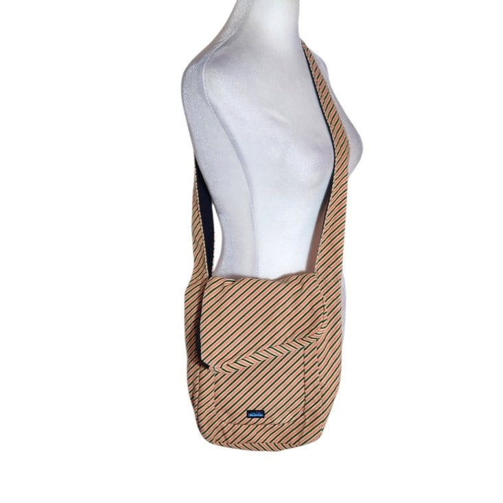 KAVU Pink and Tan Stripe Crossbody Bag One Size