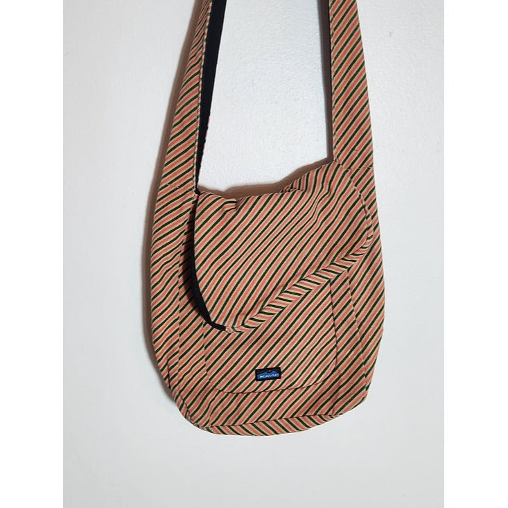 KAVU Pink and Tan Stripe Crossbody Bag One Size