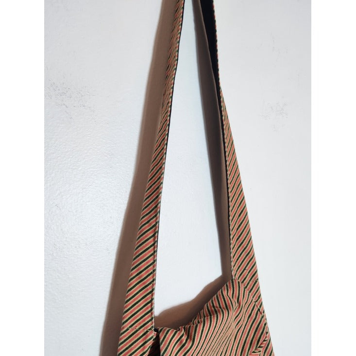 KAVU Pink and Tan Stripe Crossbody Bag One Size