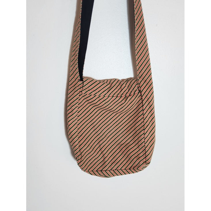 KAVU Pink and Tan Stripe Crossbody Bag One Size