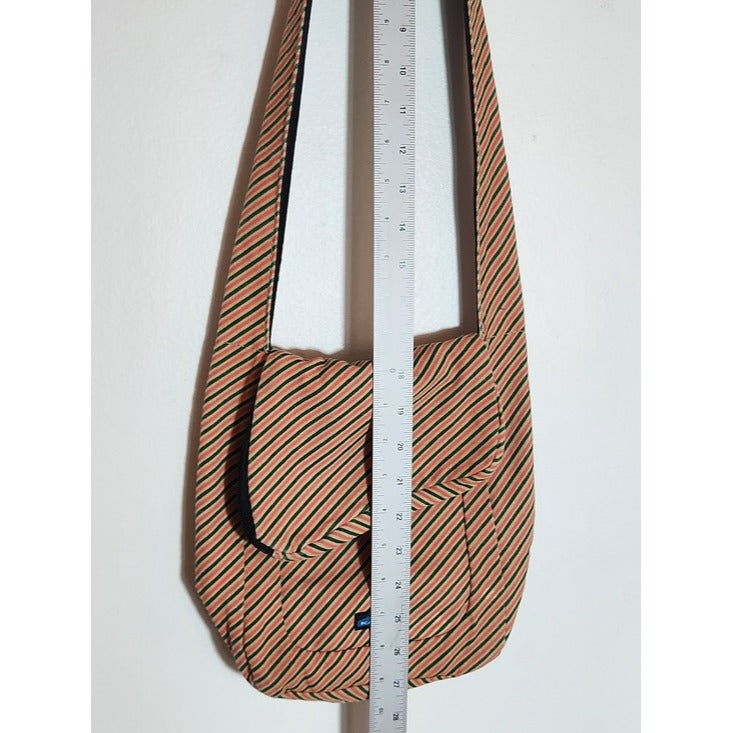 KAVU Pink and Tan Stripe Crossbody Bag One Size