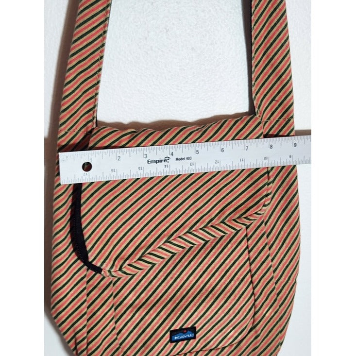 KAVU Pink and Tan Stripe Crossbody Bag One Size