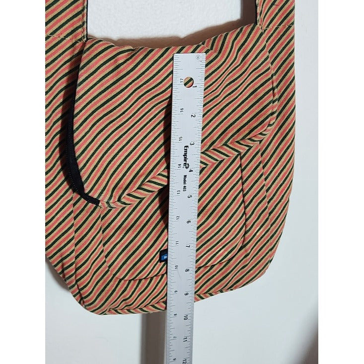 KAVU Pink and Tan Stripe Crossbody Bag One Size