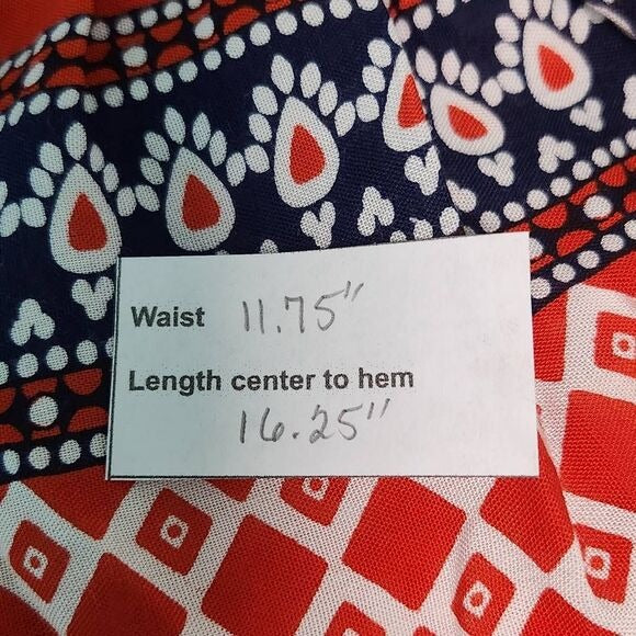 Raga Red and Blue Flirty Boho Mini Skirt Size XS Boho Print Full Skirt, New