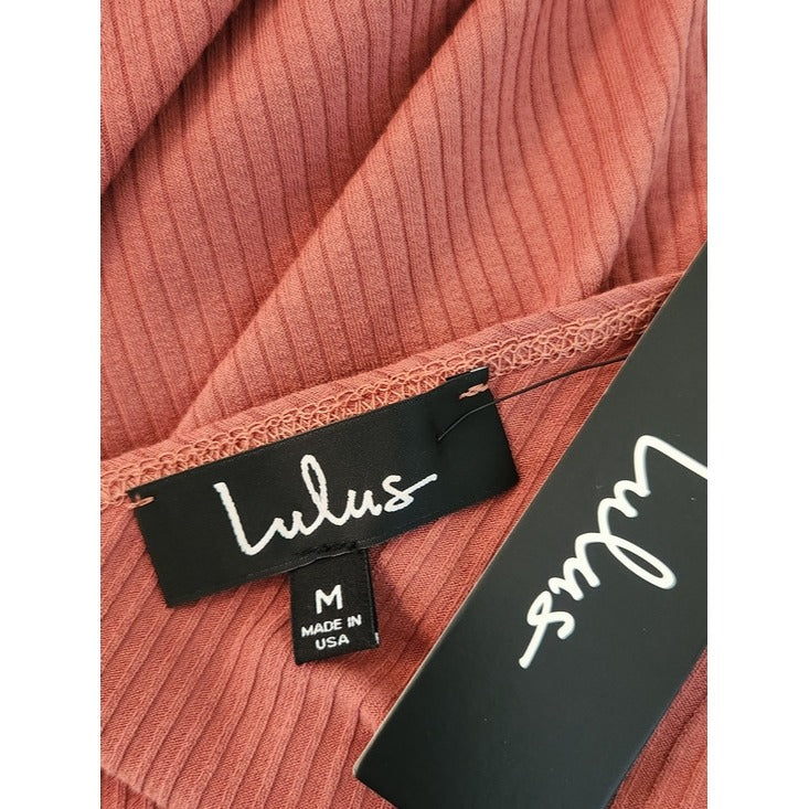 Lulus Rust Red Surplice Ribbed Knit Top Size Medium NWT