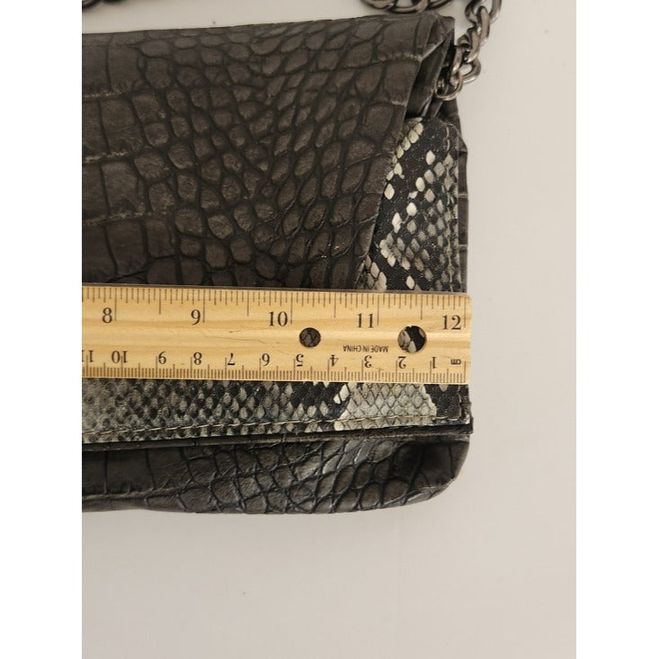 Sondra Roberts Gray and Black Embossed Faux Leather Handbag NWT