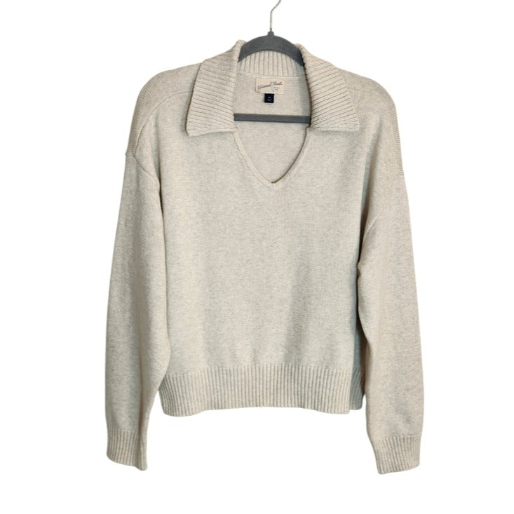 Universal Thread Cream Knit Polo Sweater Boxy Cropped Fit Size XXL