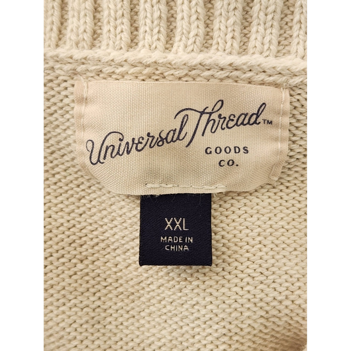 Universal Thread Cream Knit Polo Sweater Boxy Cropped Fit Size XXL