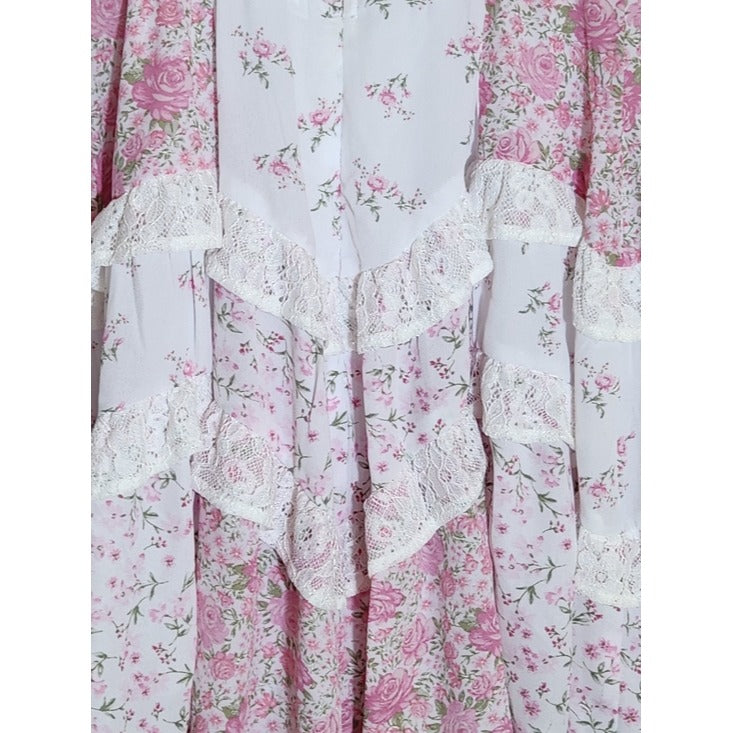 Altar'd State Pink and White Floral Boho Patchwork Mini Dress Size XS Flaw