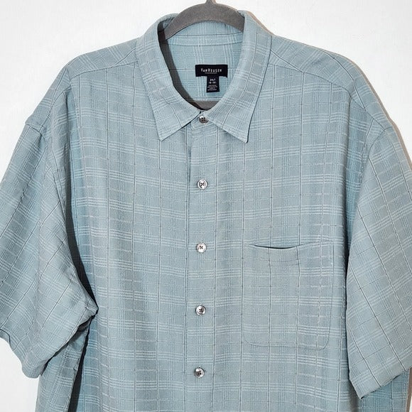 Van Heusen Plaid Short Sleeve Button Down Shirt Size 2XLT