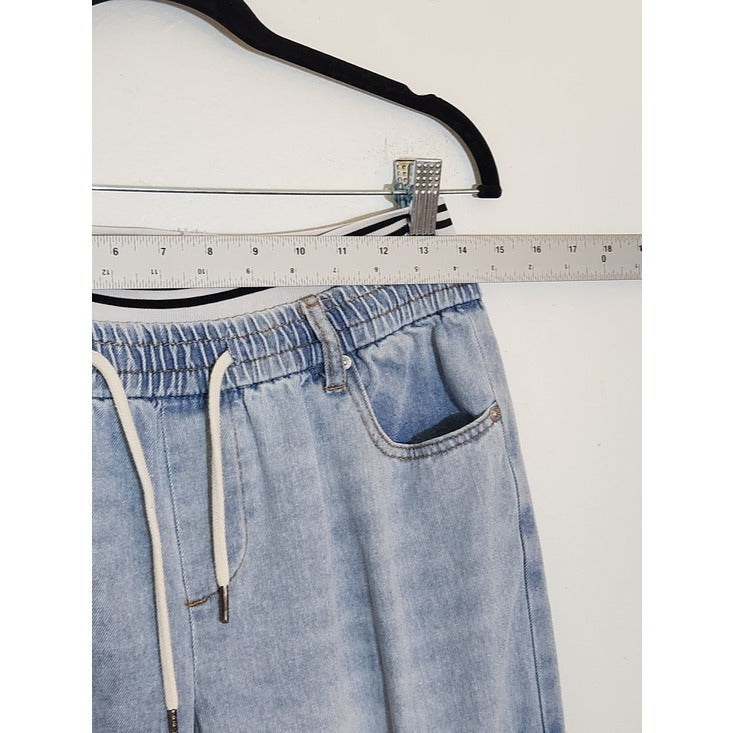 Madden Girl Light Wash Cargo Wide Leg Pull-On Jeans Size Medium