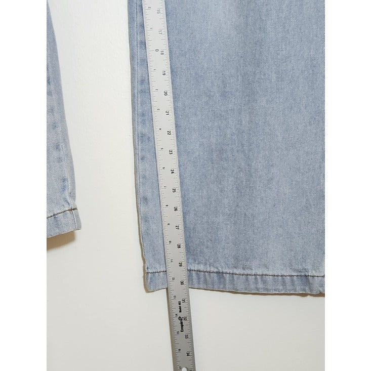 Madden Girl Light Wash Cargo Wide Leg Pull-On Jeans Size Medium