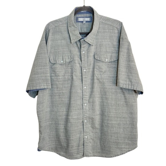 PD & C Gray Short Sleeve Button Down Shirt Size 3X