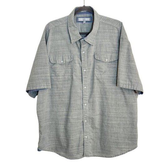 PD & C Gray Short Sleeve Button Down Shirt Size 3X